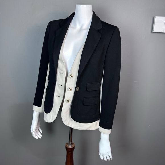 Anthropologie Cartonnier jacket blazer size 4 corpcore black color block office